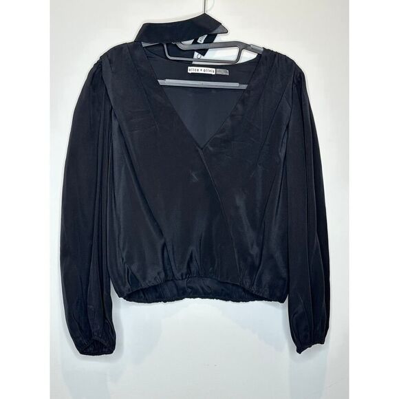 Alice & Olivia black Luna blouson with choker - Picture 2 of 4